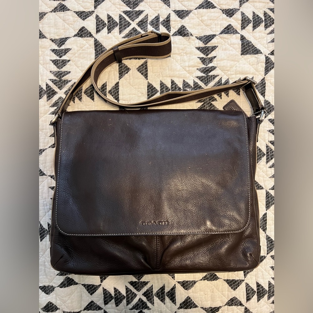 Coach Messenger Bag - Brown Pebble Leather (Charles Messenger)
